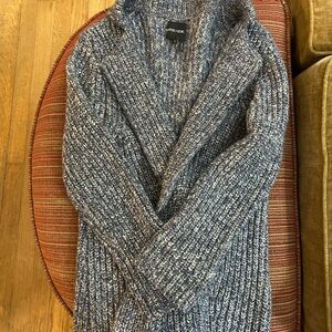 NIC+ZOE women’s  Textured Blue shawl Neck open front Sweater small